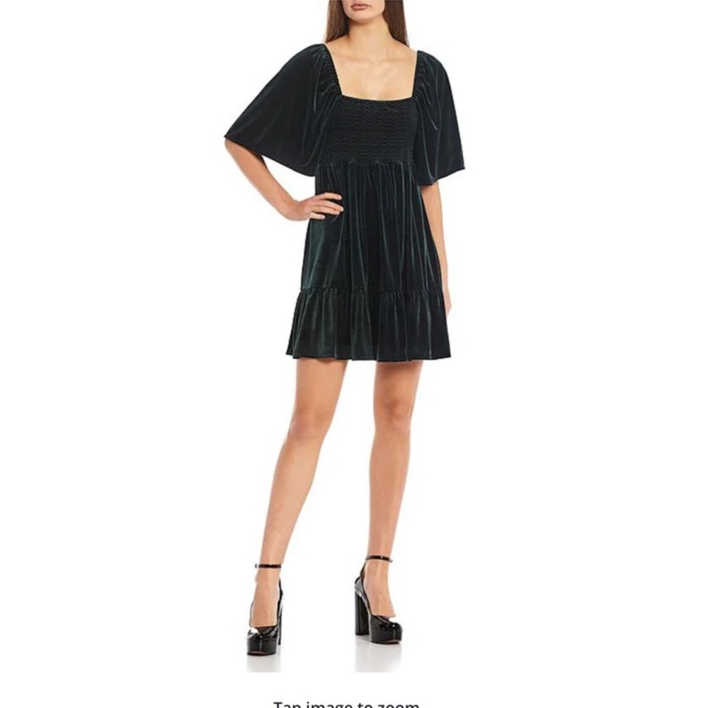 Chelsea & Violet Green Smocked Velvet Babydoll Dress XS NWT V3253VL8